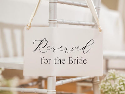 Reserved Hanging Acrylic Sign with Ribbon (D4) - 11.5x7" Reserved Seat Sign for the Bride, Wedding Ceremony Reception Bridal Party Sign