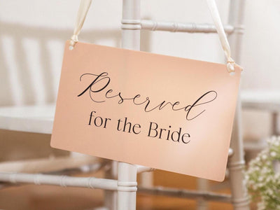 Reserved Hanging Acrylic Sign with Ribbon (D4) - 11.5x7" Reserved Seat Sign for the Bride, Wedding Ceremony Reception Bridal Party Sign