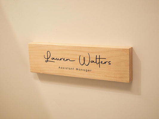 Stick On Wood Wall Name Plate (D2) - Personalized Door Office Sign New Job Room Label CEO Boss Staff Teacher Corporate Promotion Gift
