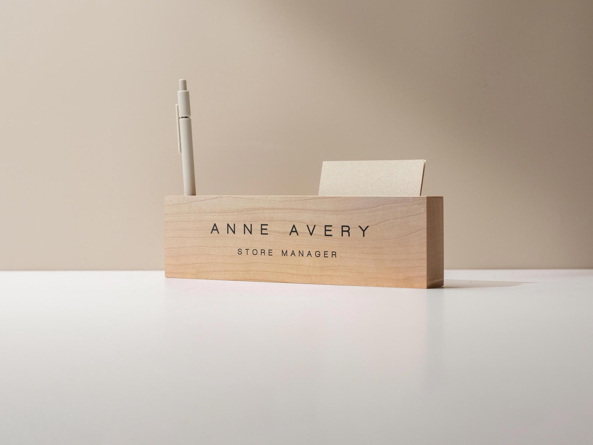 Personalized Wood Name Block w/ Slots (D3) - Minimal Executive Desk CEO Room Table Sign Job Office Decor Teacher Graduation Promotion Gift