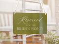 Reserved Hanging Acrylic Sign with Ribbon (D8) - 11.5x7" Reserved Seat Sign for the Bride's Family, Wedding Ceremony Reception Chair Sign