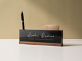 Personalized Acrylic Name Block w/ Slots (D2) - Optional Wood Base, Minimal Executive Teacher Desk Decor, New Job, Desk Name Plate