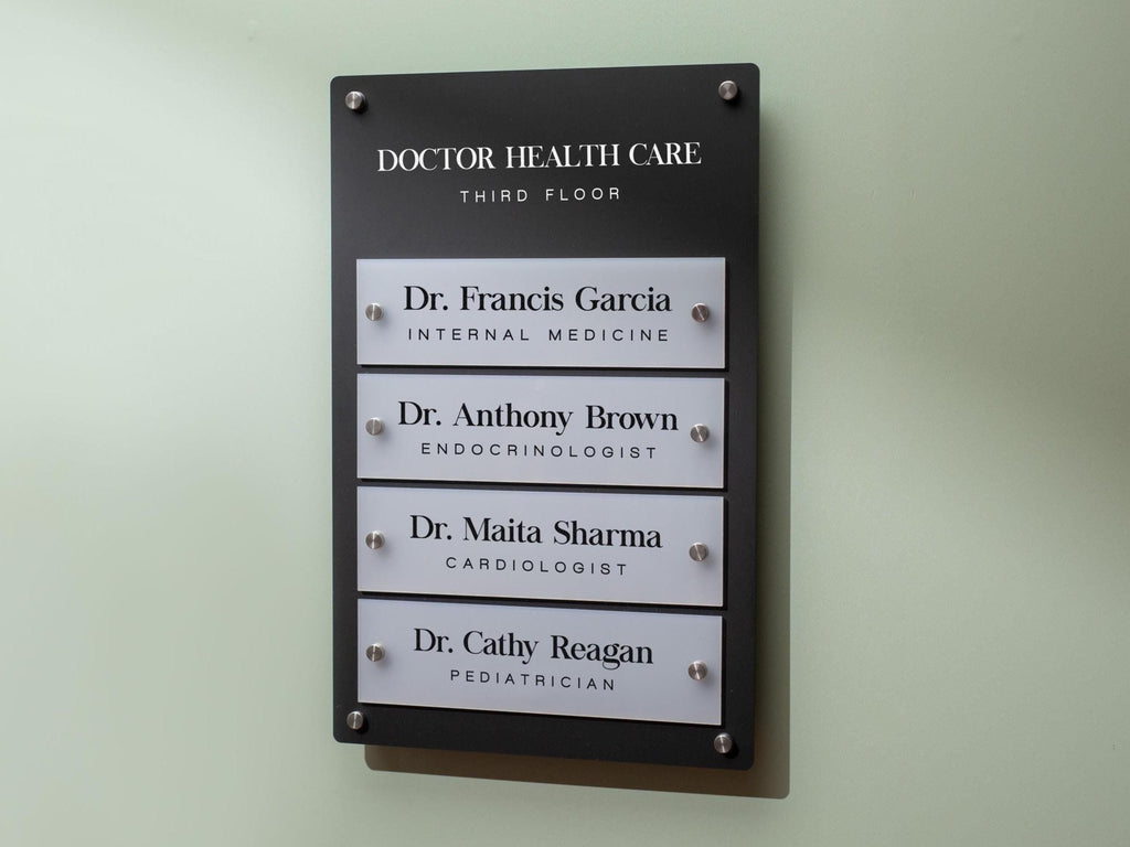 Wall Directory (Standard) - Customizable Large Office Wall Door Building Mounted Business Logo Sign, Job Title Room Signage, Made to Order