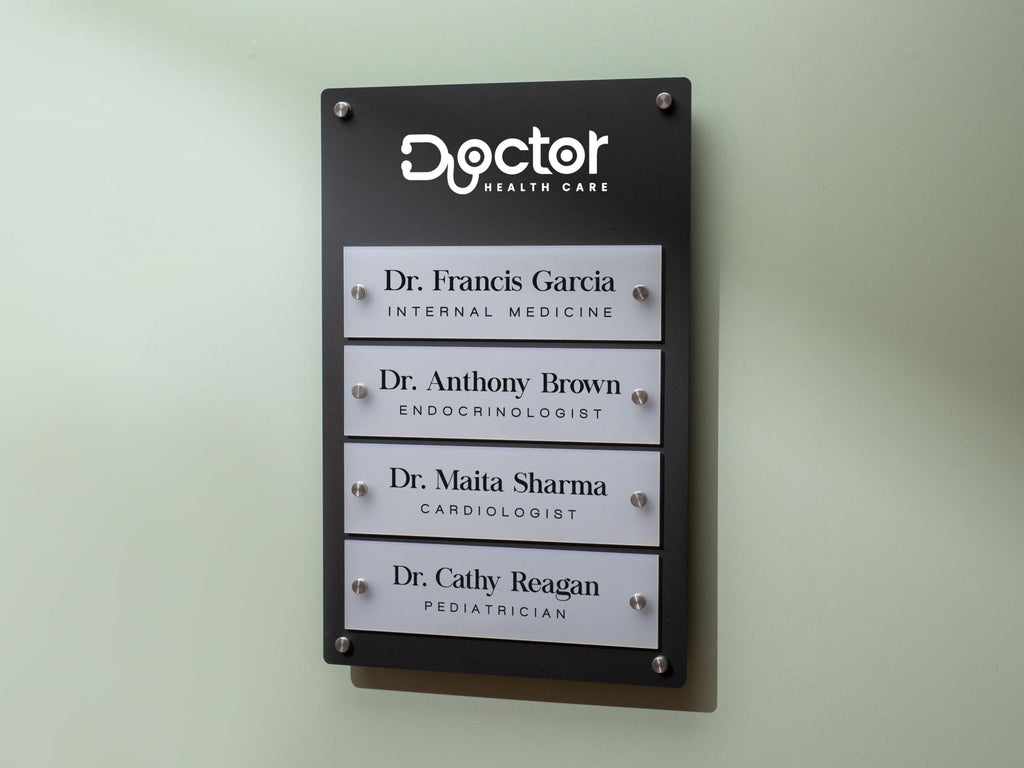 Wall Directory (Standard) - Customizable Large Office Wall Door Building Mounted Business Logo Sign, Job Title Room Signage, Made to Order