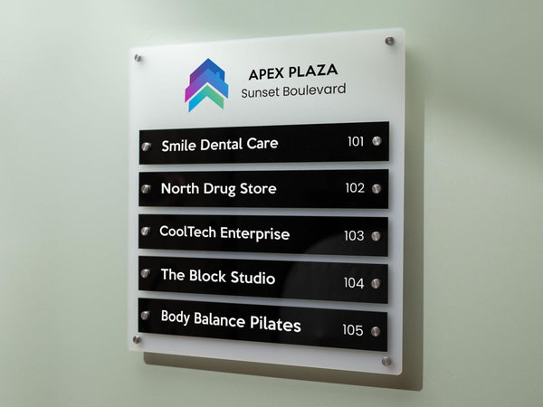 Wall Directory (Wide) - Customizable Large Office Wall Door Building Mounted Business Logo Sign, Job Title Room Signage, Made to Order