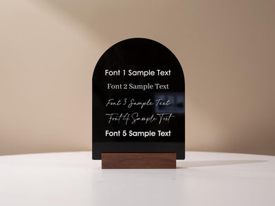Custom Arch Acrylic Sign w/ Stand - 6x7.5" Custom Text on Market Pop Up Stall Small Business Sale Signs Signage Trade Show Plaque Display