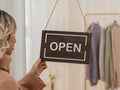 Open Closed Wood Hanging Sign (Design 1) - Double Sided Business Sign For Boutique Shop Storefront Window Signage Outdoor with White Rope