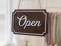 Open Closed Wood Hanging Sign (Design 3) - Double Sided Business Storefront Signage for Restaurants Retail Store Mom Pop Vintage Boutique