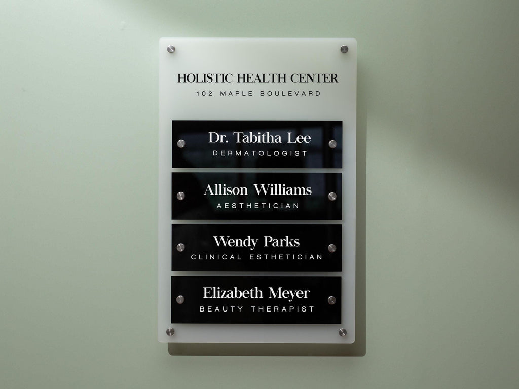 Wall Directory (Standard) - Customizable Large Office Wall Door Building Mounted Business Logo Sign, Job Title Room Signage, Made to Order