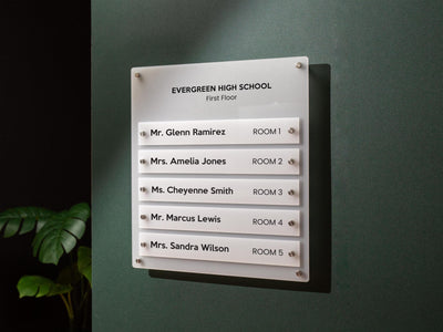 Wall Directory (Wide) - Customizable Large Office Wall Door Building Mounted Business Logo Sign, Job Title Room Signage, Made to Order