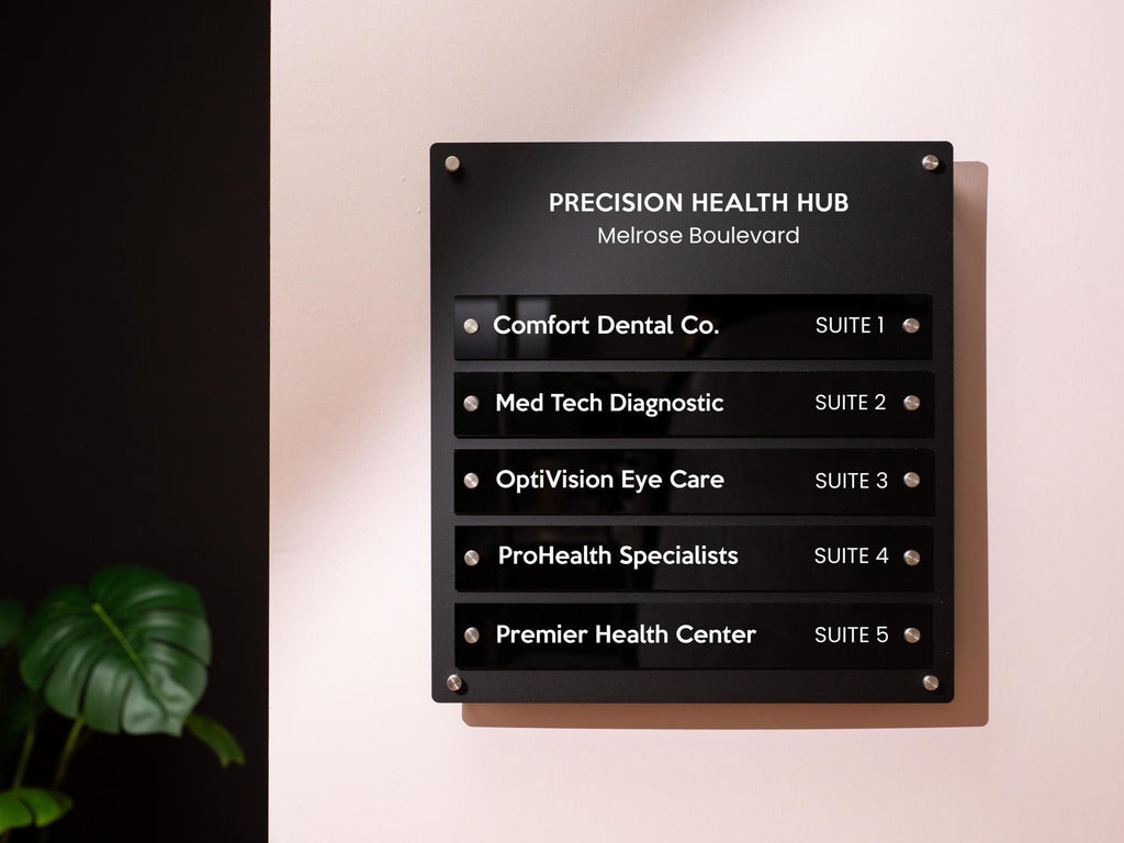Wall Directory (Wide) - Customizable Large Office Wall Door Building Mounted Business Logo Sign, Job Title Room Signage, Made to Order