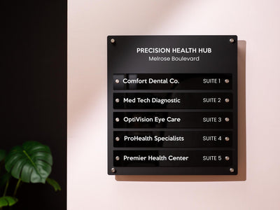 Wall Directory (Wide) - Customizable Large Office Wall Door Building Mounted Business Logo Sign, Job Title Room Signage, Made to Order