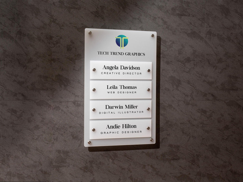 Wall Directory (Standard) - Customizable Large Office Wall Door Building Mounted Business Logo Sign, Job Title Room Signage, Made to Order
