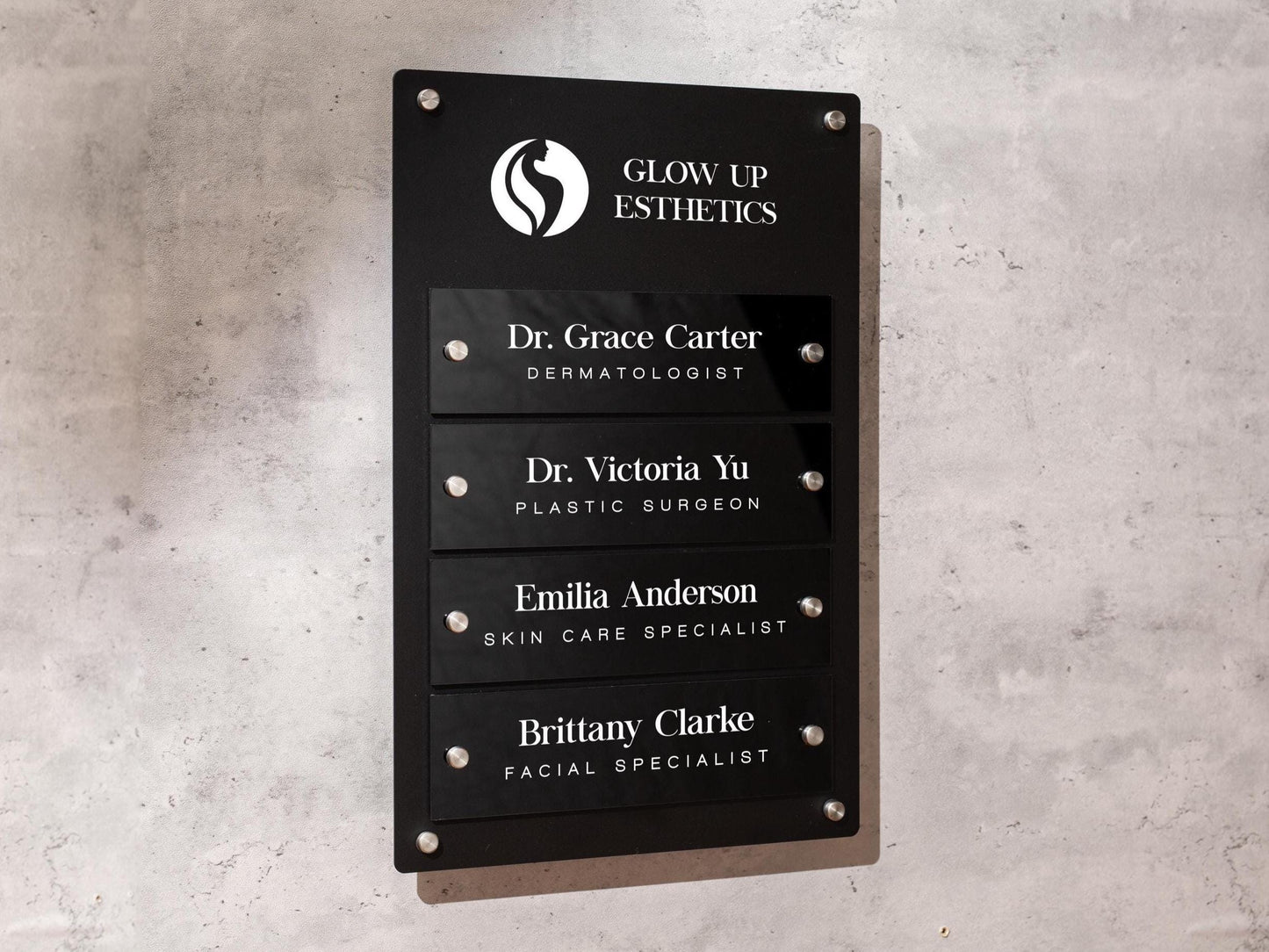 Wall Directory (Standard) - Customizable Large Office Wall Door Building Mounted Business Logo Sign, Job Title Room Signage, Made to Order