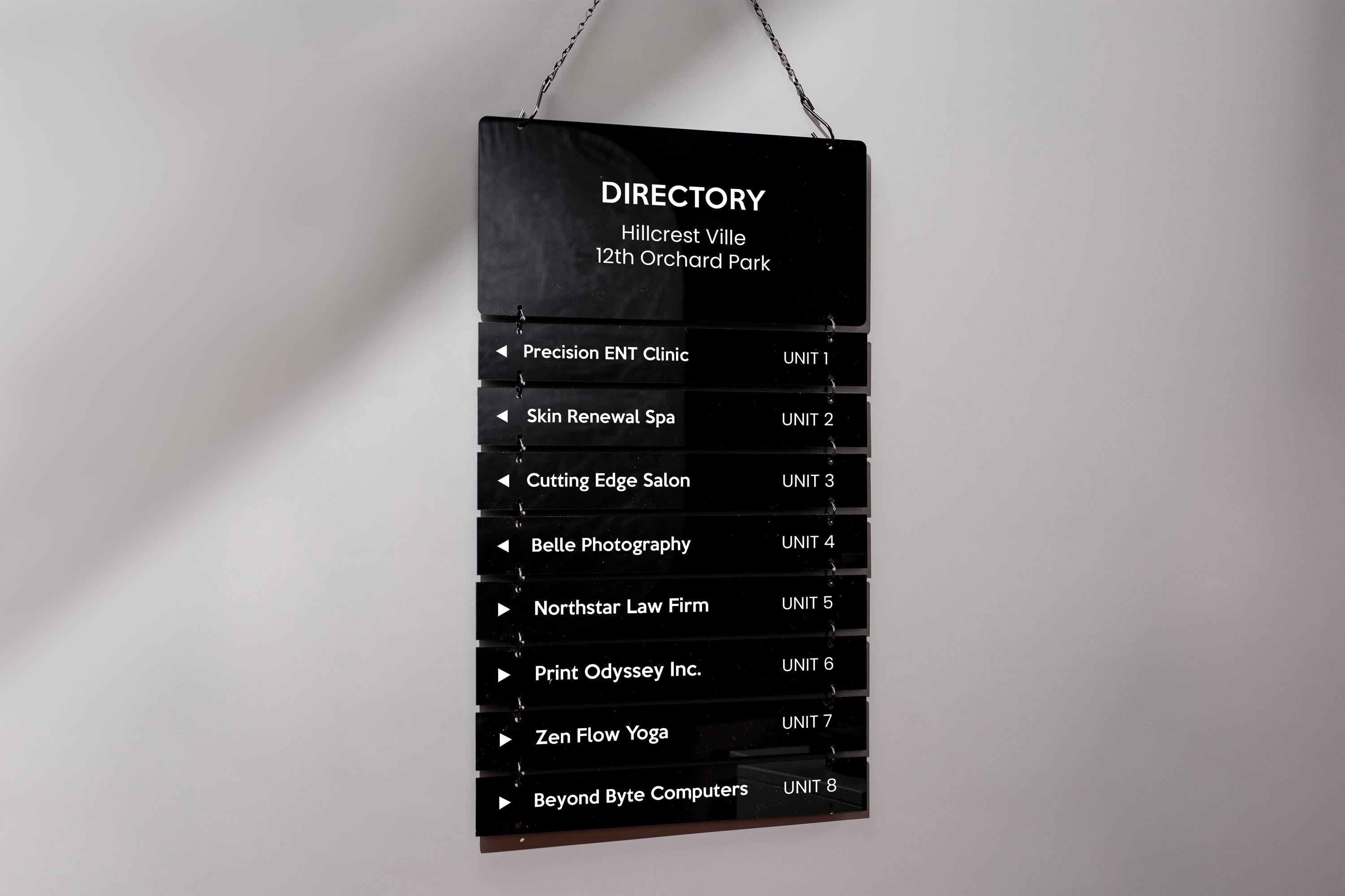 Interchangable Hanging Directory Sign - Customizable Office Wall Door Building Business Retail Shop Display Job Title Room Made to Order