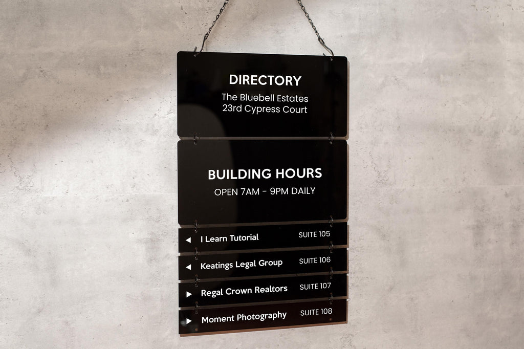 Interchangable Hanging Directory Sign - Customizable Office Wall Door Building Business Retail Shop Display Job Title Room Made to Order