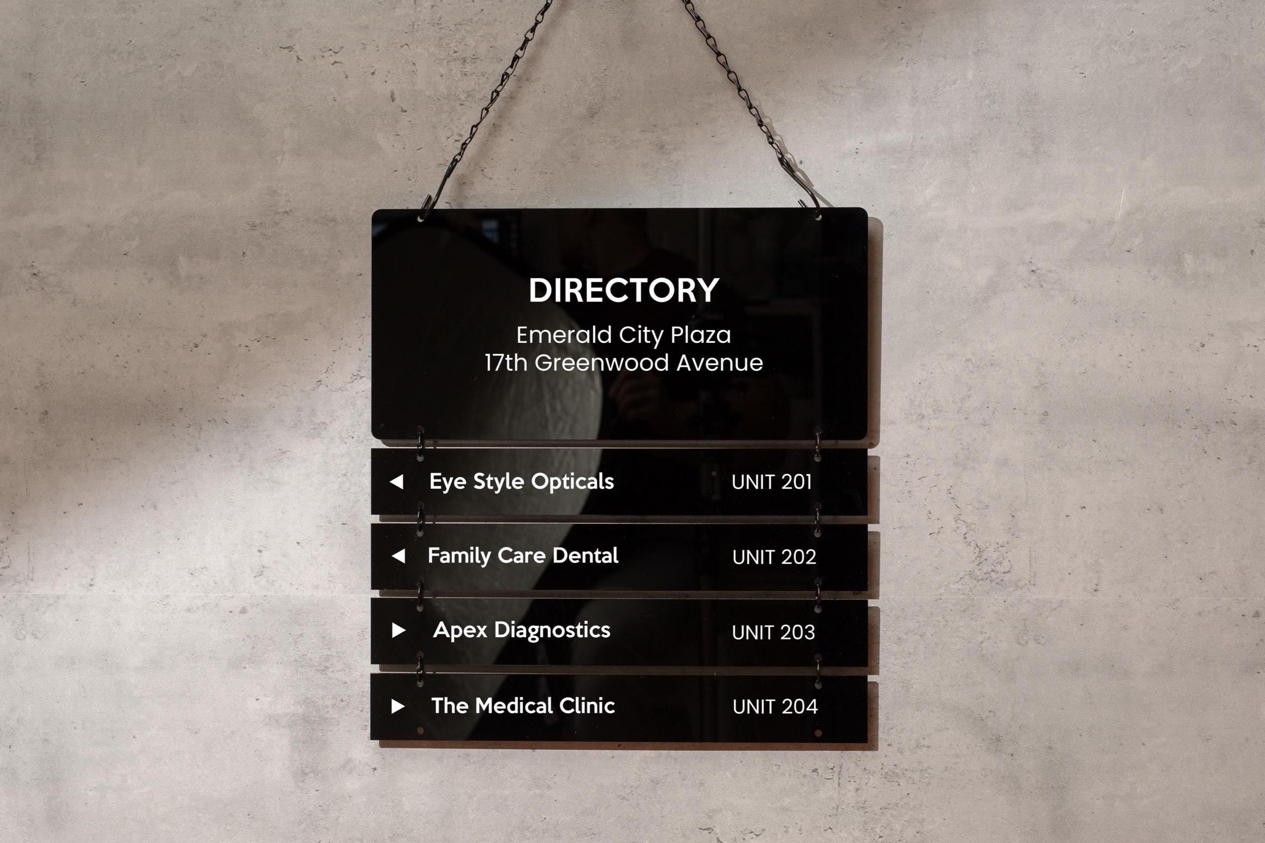 Interchangable Hanging Directory Sign - Customizable Office Wall Door Building Business Retail Shop Display Job Title Room Made to Order
