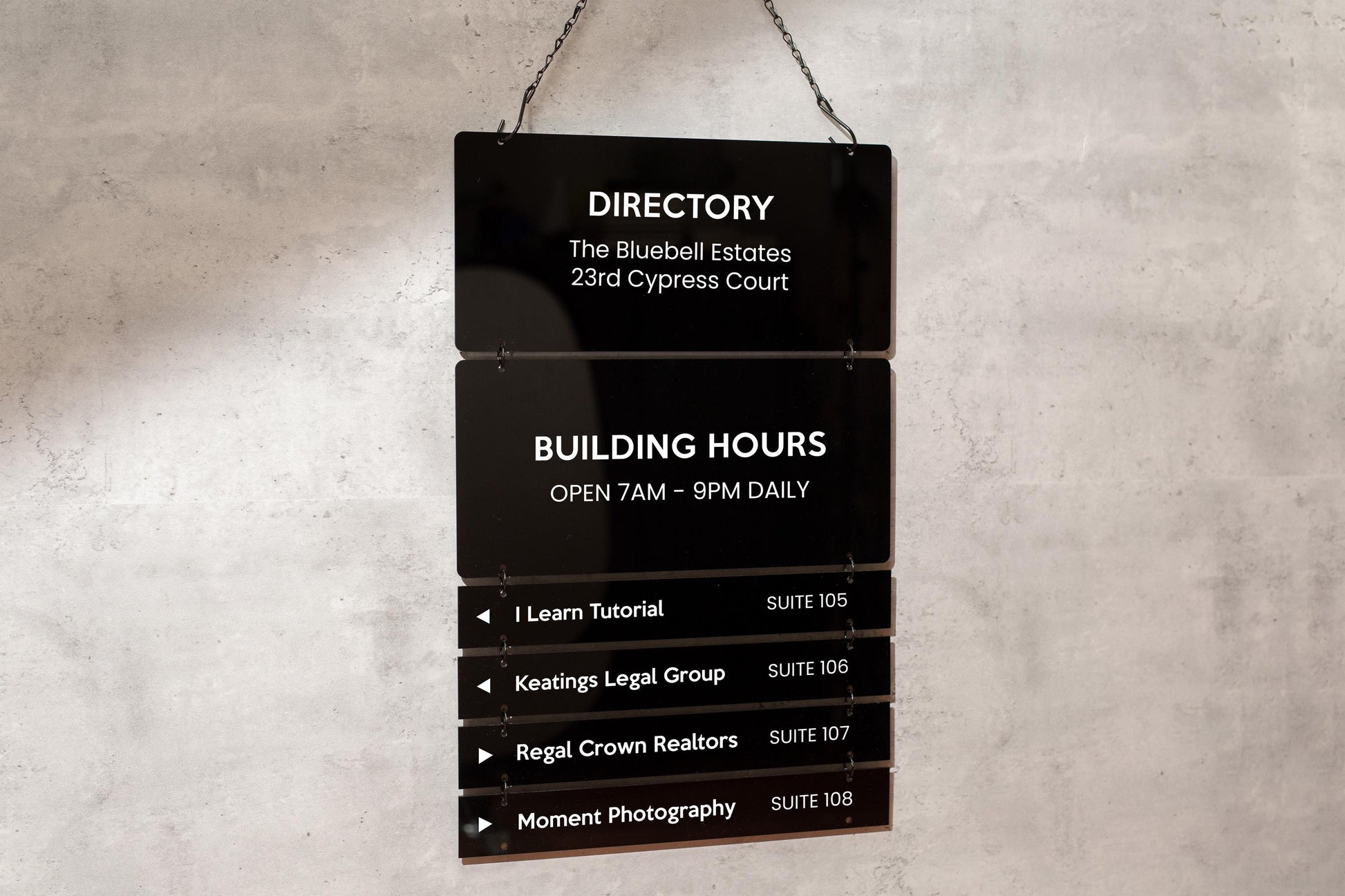Interchangable Hanging Directory Sign - Customizable Office Wall Door Building Business Retail Shop Display Job Title Room Made to Order