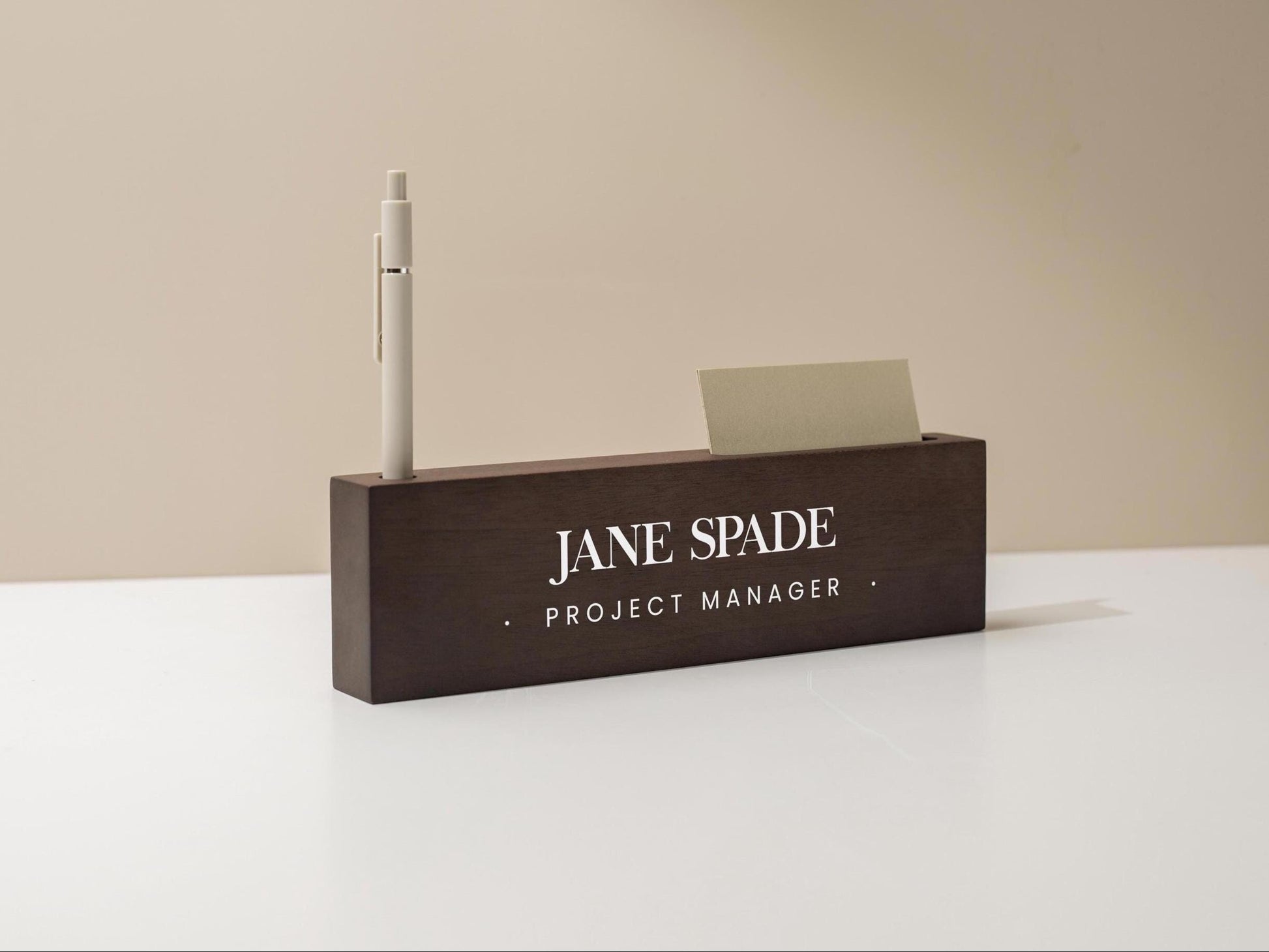 Personalized Wood Name Block w/ Slots (D1) - Minimal Executive Desk CEO Room Table Sign Job Office Decor Teacher Graduation Promotion Gift