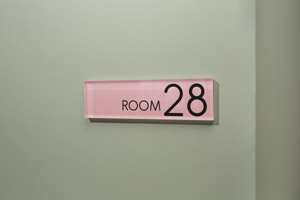 Pastel Acrylic Wall Plate Sign (D2) - Personalized StickOn Door Office Salon Business Small Shop Work Rental Room Suite Floor Number Display
