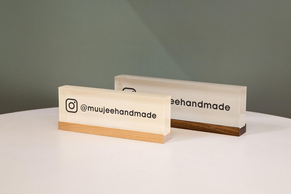 Pastel Acrylic Name Block (D2) - w/ Optional Wooden Base, Display Signage Desk Table Work Social Media Instagram Sign Small Business Gift