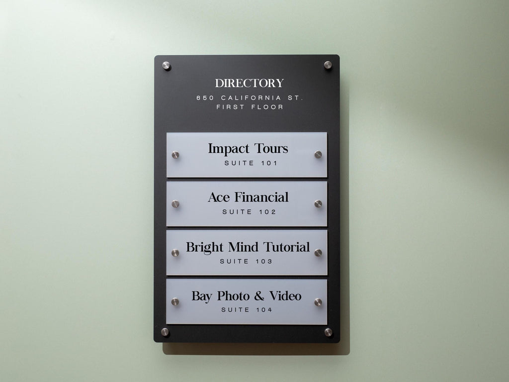 Wall Directory (Standard) - Customizable Large Office Wall Door Building Mounted Business Logo Sign, Job Title Room Signage, Made to Order
