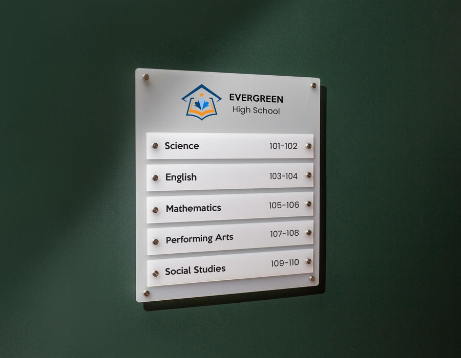 Wall Directory (Wide) - Customizable Large Office Wall Door Building Mounted Business Logo Sign, Job Title Room Signage, Made to Order