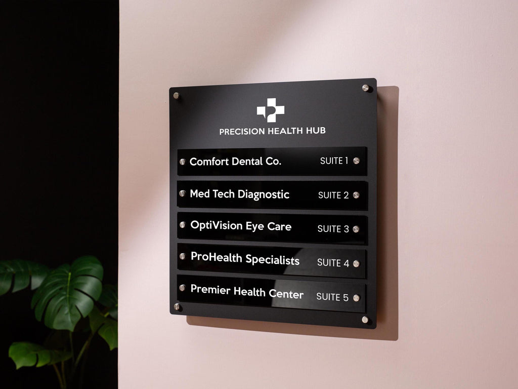 Wall Directory (Wide) - Customizable Large Office Wall Door Building Mounted Business Logo Sign, Job Title Room Signage, Made to Order