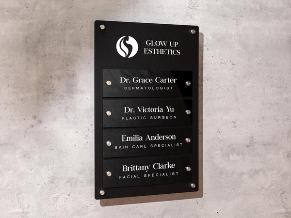 Wall Directory (Standard) - Customizable Large Office Wall Door Building Mounted Business Logo Sign, Job Title Room Signage, Made to Order