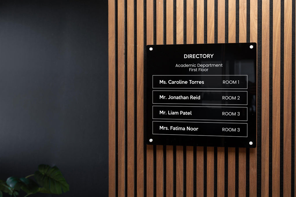 Full Panel Wall Directory (Wide) - Customizable Large Office Wall Door Building Mounted Business Logo Sign, Job Title Room Signage