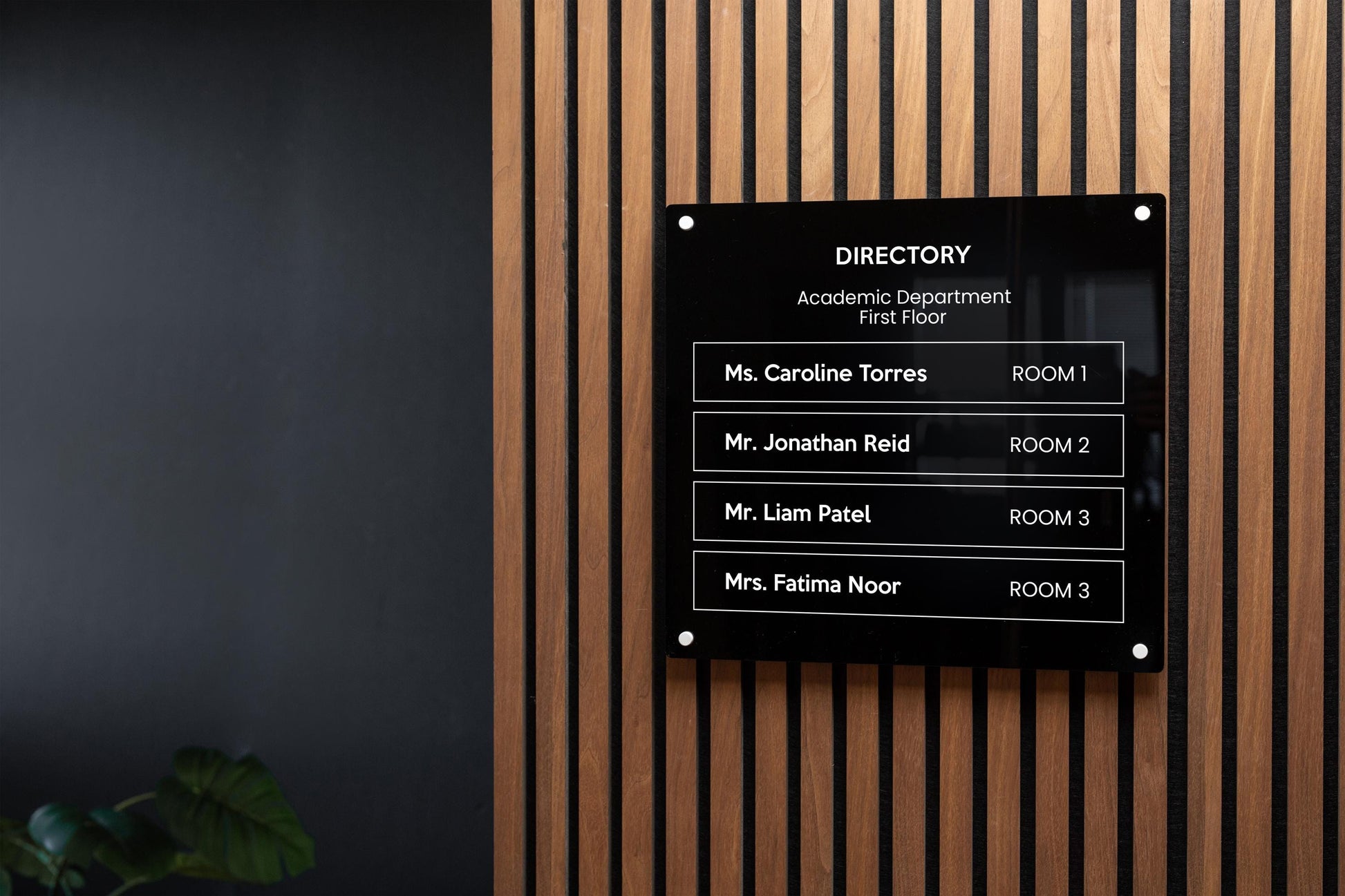 Full Panel Wall Directory (Wide) - Customizable Large Office Wall Door Building Mounted Business Logo Sign, Job Title Room Signage