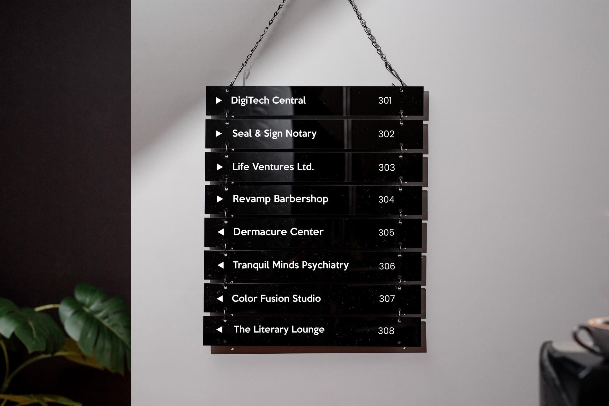 Interchangable Hanging Directory Sign - Customizable Office Wall Door Building Business Retail Shop Display Job Title Room Made to Order