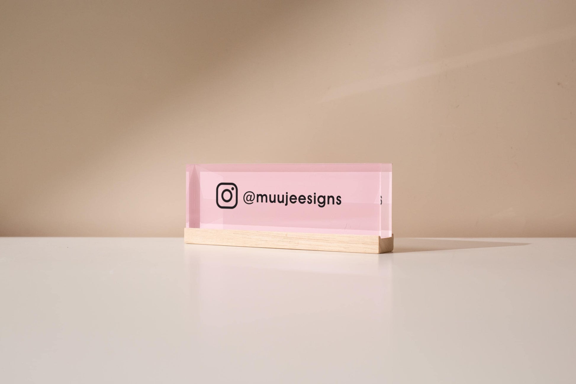 Pastel Acrylic Name Block (D2) - w/ Optional Wooden Base, Display Signage Desk Table Work Social Media Instagram Sign Small Business Gift