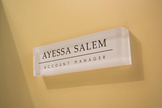 Pastel Acrylic Wall Name Block (D1) - Room Sign Name Work Title CEO Job Office Decor Promotion Coworker Staff Gifts, Stick on Wall Signage