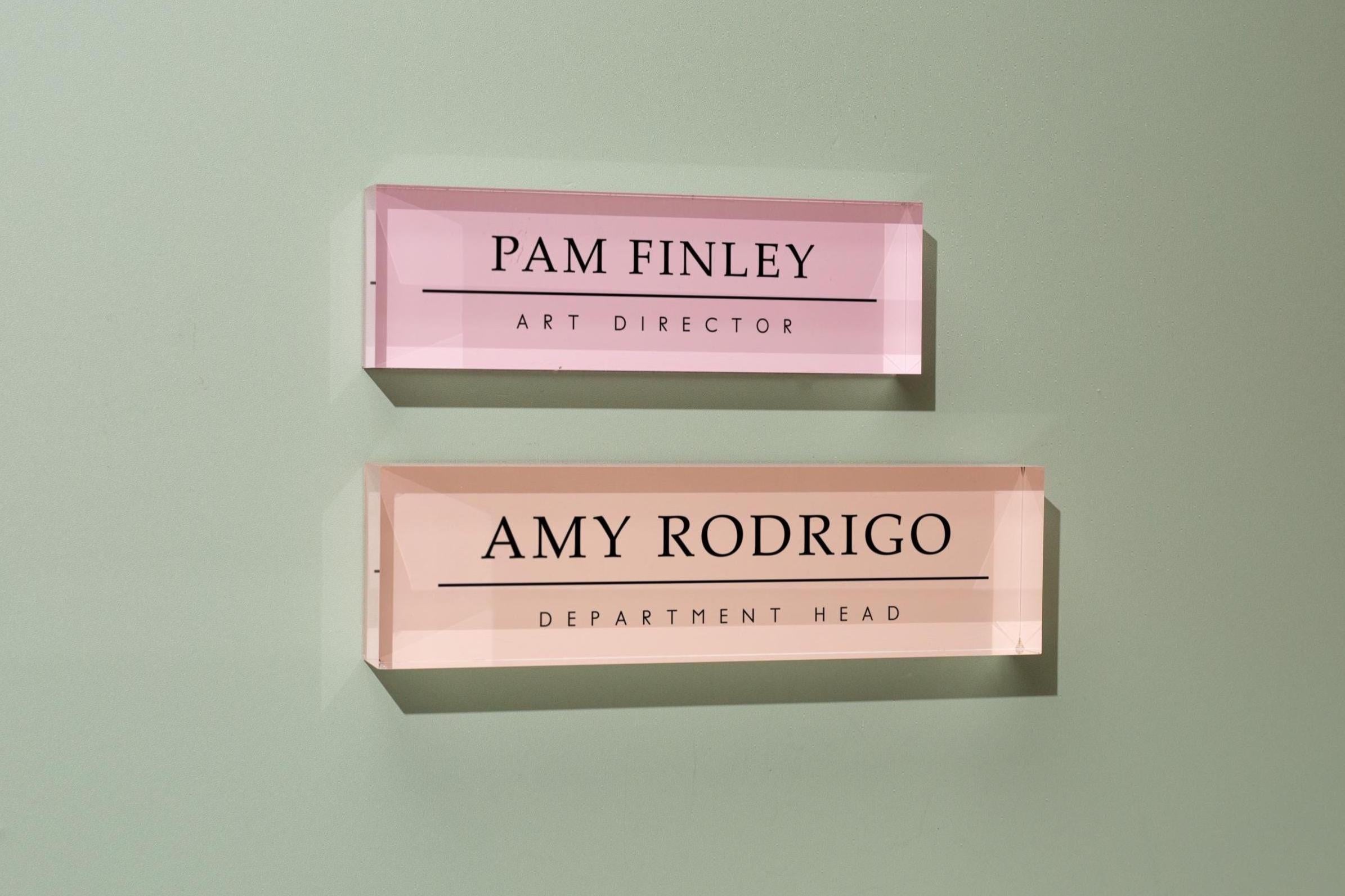 Pastel Acrylic Wall Name Block (D1) - Room Sign Name Work Title CEO Job Office Decor Promotion Coworker Staff Gifts, Stick on Wall Signage
