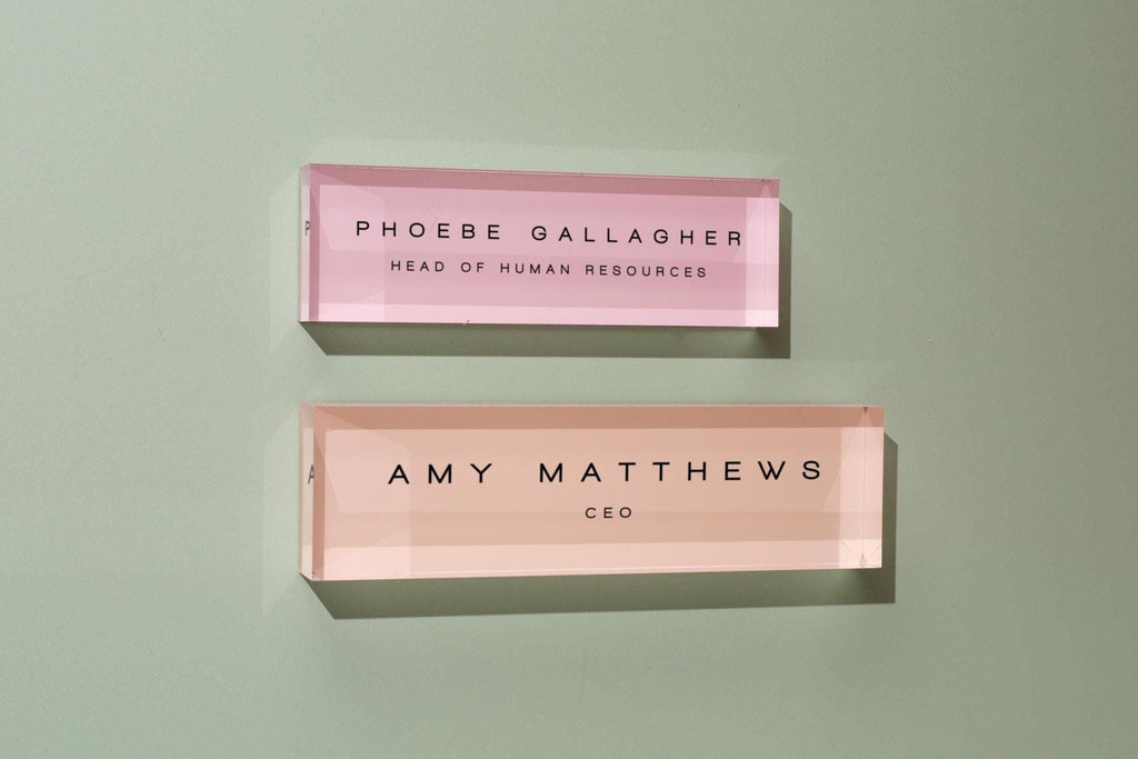 Pastel Acrylic Wall Name Block (D3) - Room Sign Name Work Title CEO Job Office Decor Promotion Coworker Staff Gifts, Stick on Wall Signage