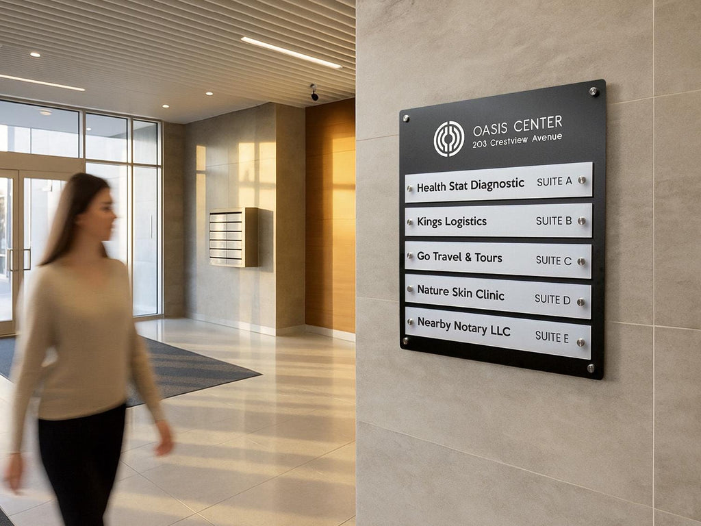 Wall Directory (Wide) - Customizable Large Office Wall Door Building Mounted Business Logo Sign, Job Title Room Signage, Made to Order