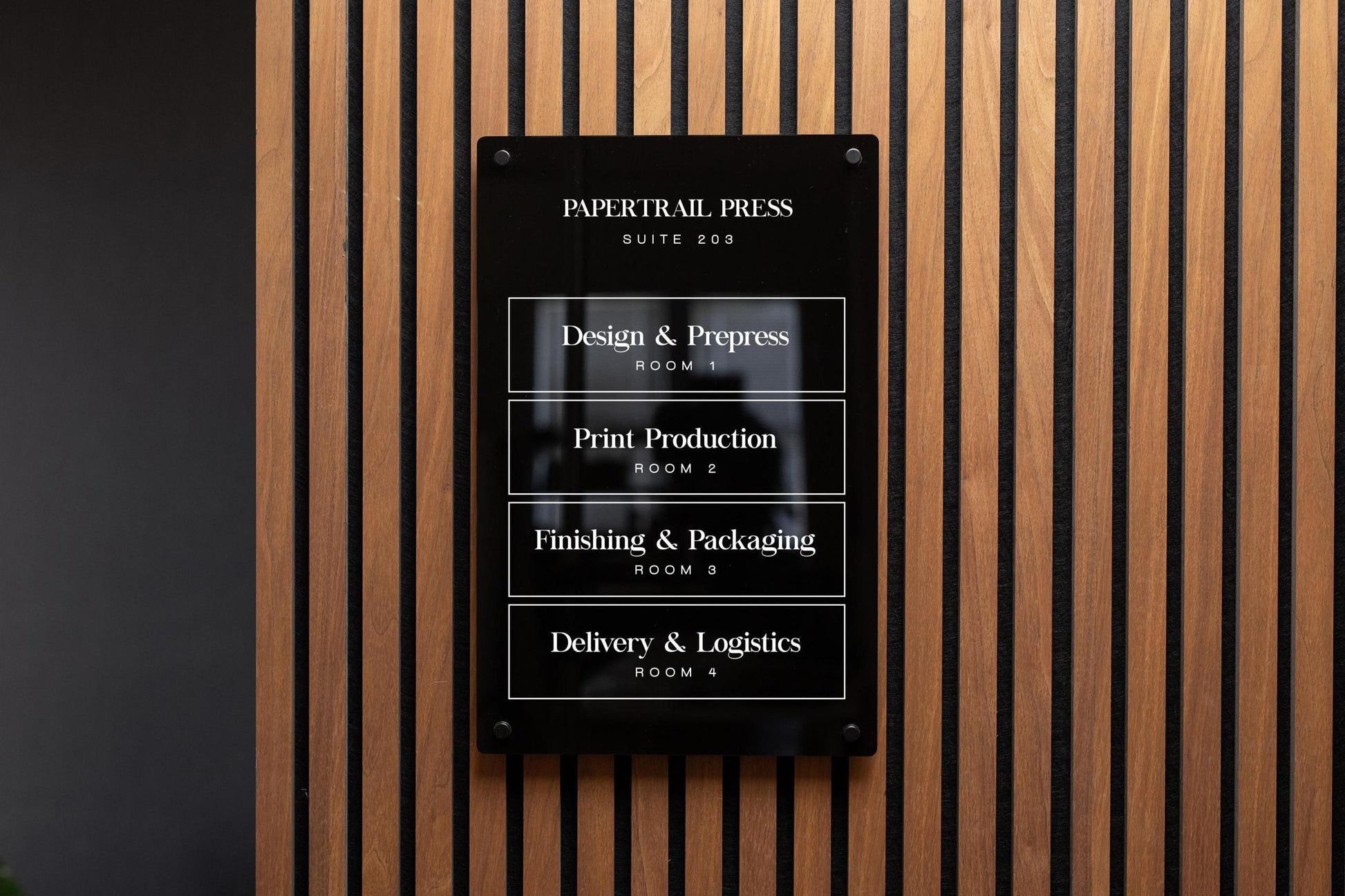 Full Panel Wall Directory (Standard) - Customizable Large Office Wall Door Building Mounted Business Logo Sign, Job Title Room Signage