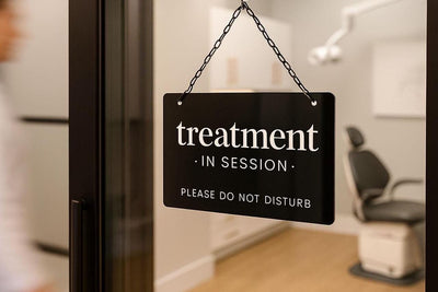 Hanging Acrylic Sign & Black Metal Chain (D10) - 11.5x7" Customizable Window Office Home Business Door Wall Signage, Open Closed In Session