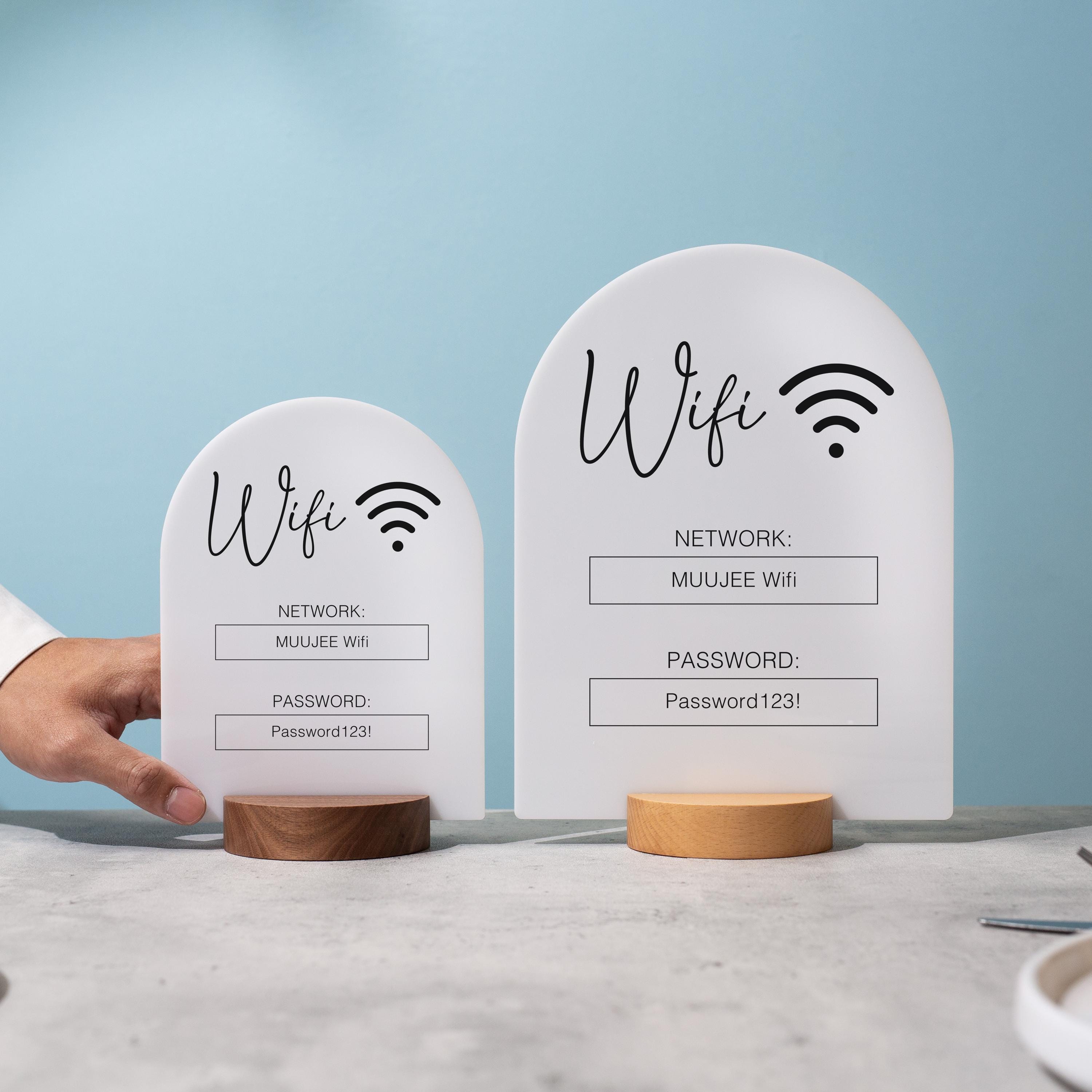 Arch Acrylic Wifi Sign w/ Round Base (D5) - Custom Wifi Password Display Home Office Business Shop Airbnb Rental Decor Visitor Reception