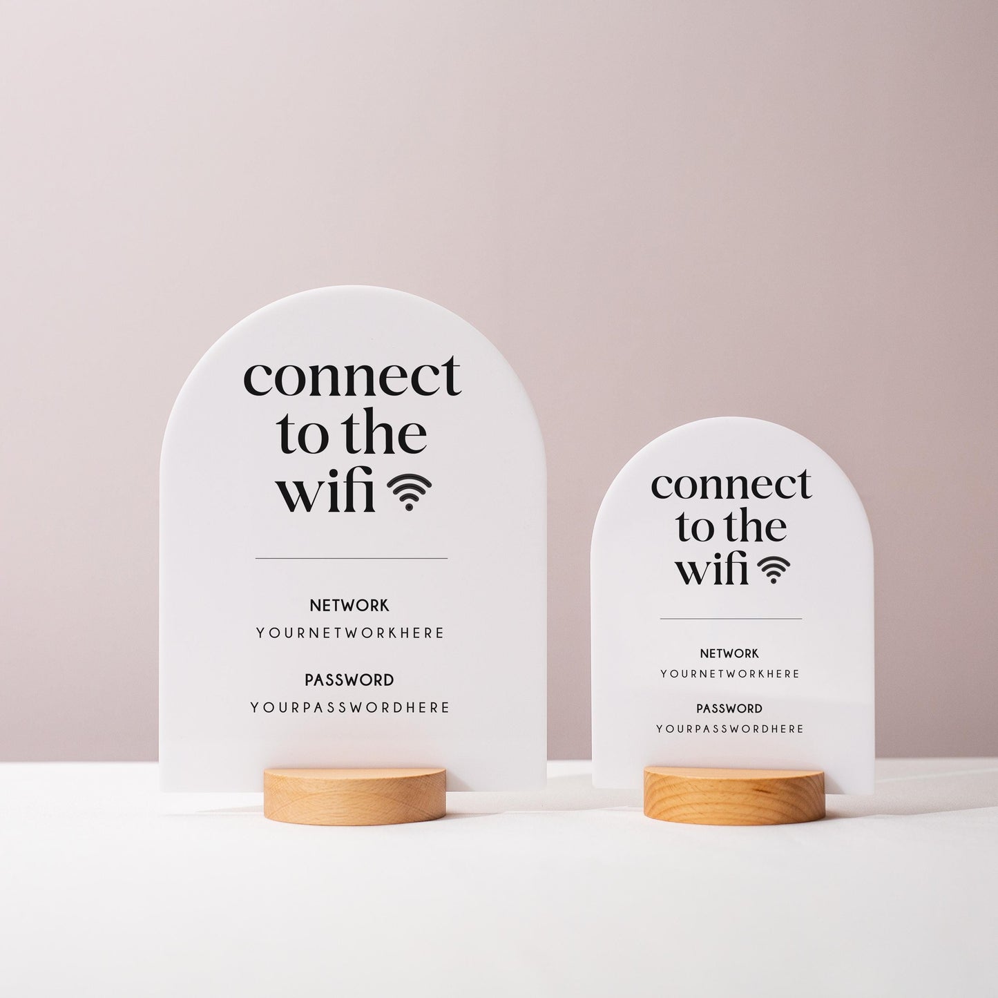 Arch Acrylic Wifi Sign w/ Round Base (D8) - Custom Wifi Password Display for Home Office Business Shop Airbnb Rental Decor Visitor Login