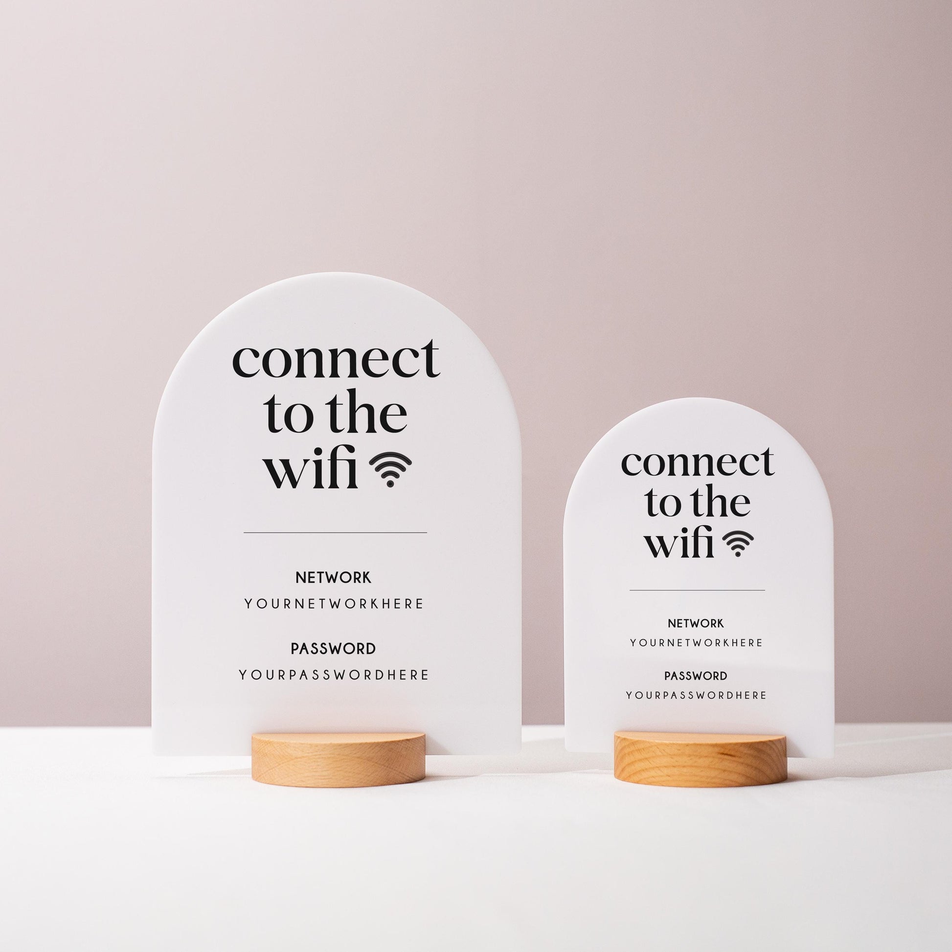 Arch Acrylic Wifi Sign w/ Round Base (D8) - Custom Wifi Password Display for Home Office Business Shop Airbnb Rental Decor Visitor Login