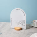 Arch Acrylic Sign w/ Round Base (D1) - Please Sign Our Photo Guestbook Table Decor Signage, Polaroid Photobooth Display Instructions Stand