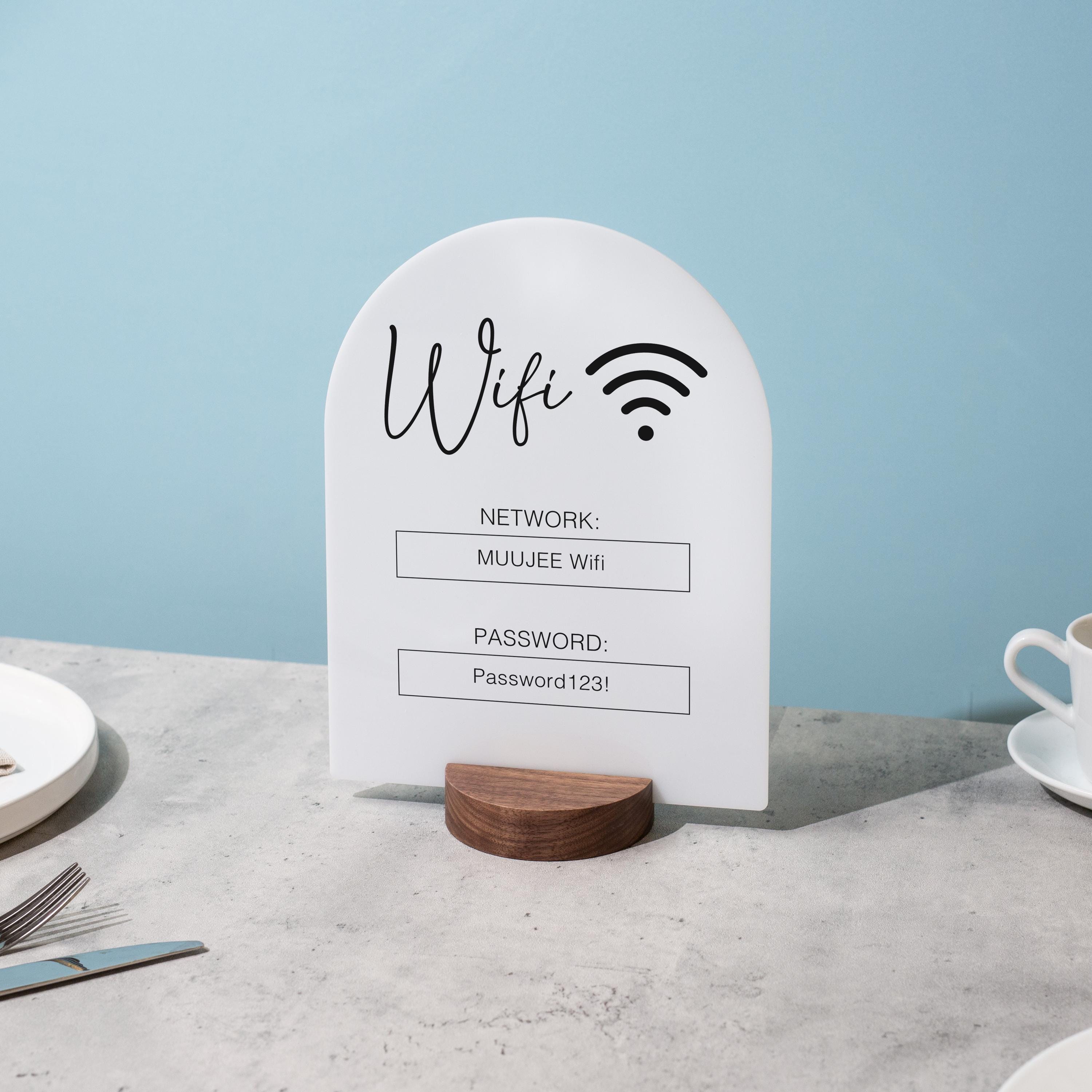 Arch Acrylic Wifi Sign w/ Round Base (D5) - Custom Wifi Password Display Home Office Business Shop Airbnb Rental Decor Visitor Reception