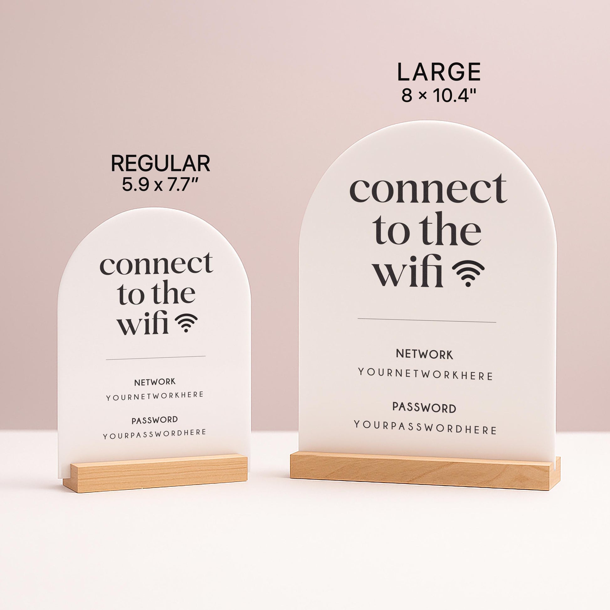 Arch Acrylic Wifi Sign w/ Base (D8) - Custom Wifi Password Display for Home Office Business Shop Airbnb Rental Decor Visitor Login Printed