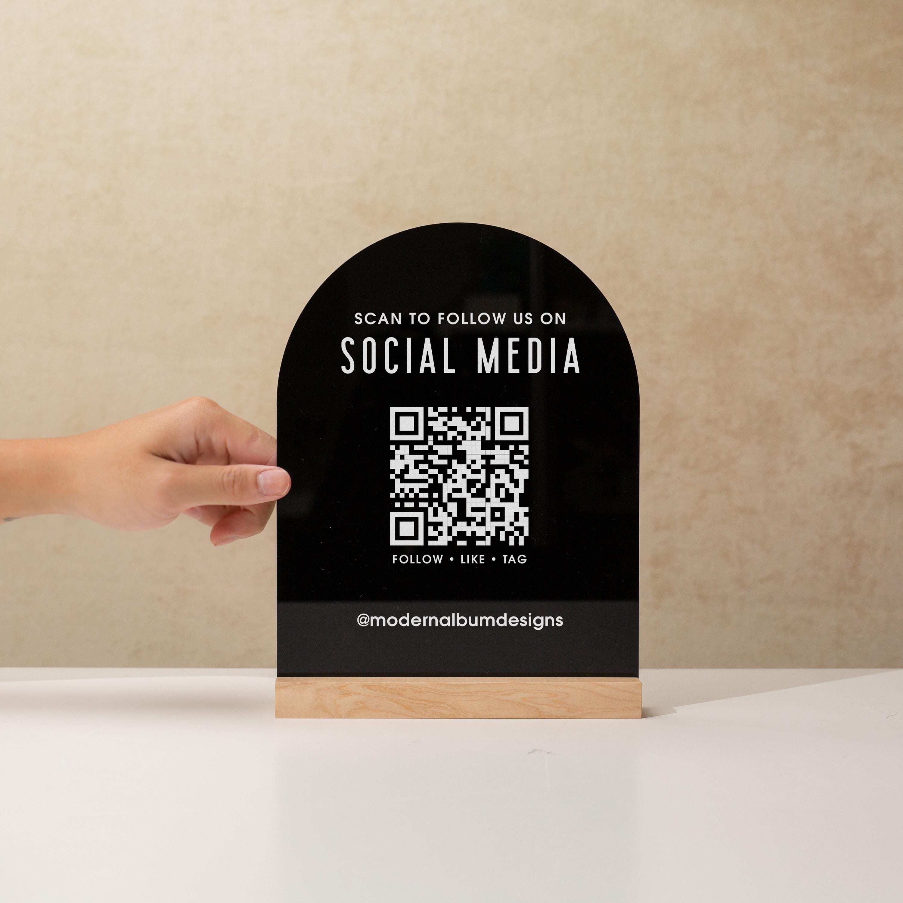 Reception Scanable Collateral Qr Code QR Arch Acrylic Sign w/ Base (D6) - Scannable QR Code Social Media Ins ...