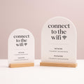 Arch Acrylic Wifi Sign w/ Base (D8) - Custom Wifi Password Display for Home Office Business Shop Airbnb Rental Decor Visitor Login Printed