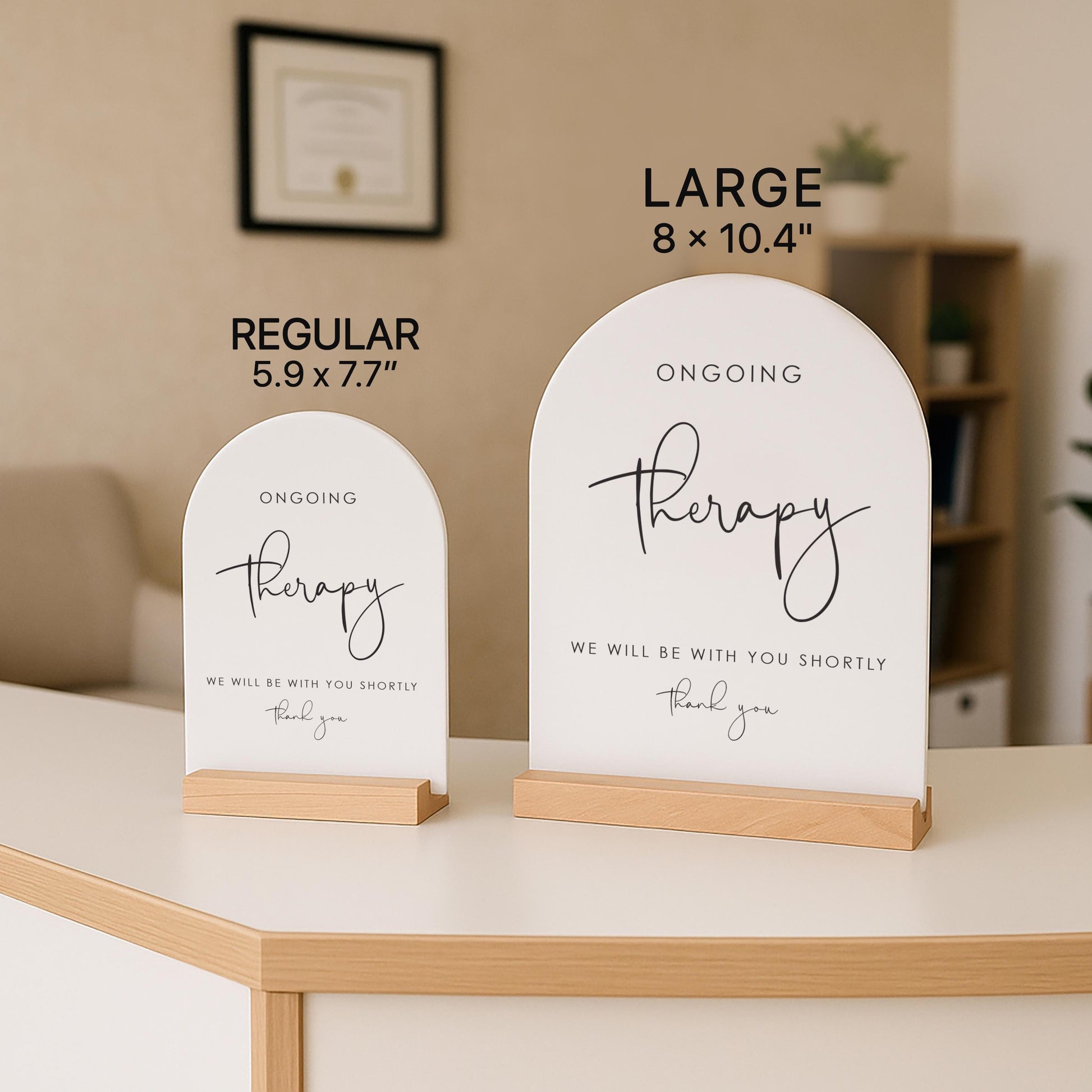 Arch Acrylic Sign w/ Base (D11) - In Session Meeting Display, Custom Signage for Business Clinic Office Retail Shops Trade Craft Show 6x7.5"