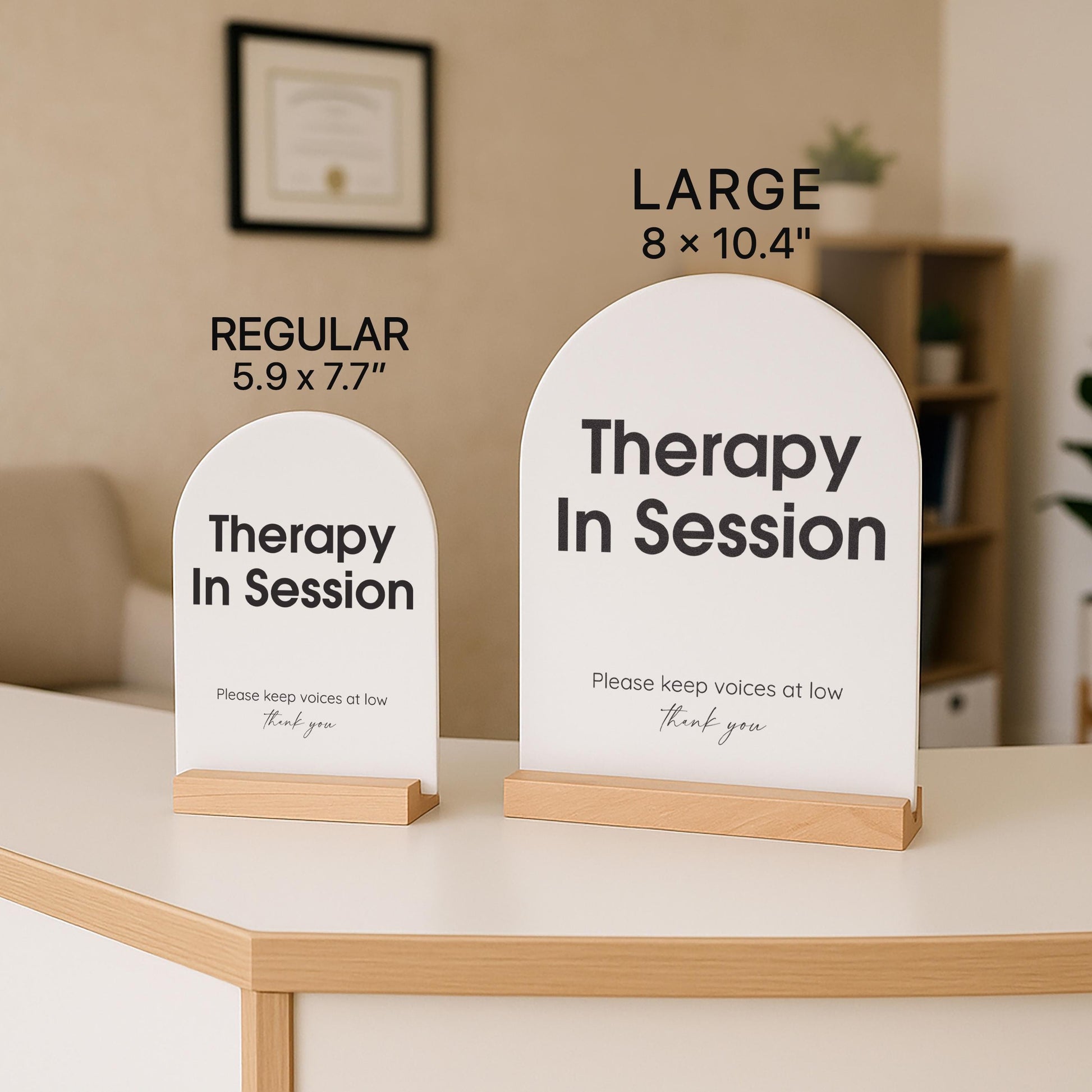 Arch Acrylic Sign w/ Base (D10) - In Session Meeting Display, Custom Signage for Business Clinic Office Retail Shops Trade Craft Show 6x7.5"