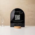 Honeymoon Fund QR Arch Acrylic Sign w/ Round Base (D2) - Scannable QR Code Venmo Zola Cashapp Donation Gifts Decor Wedding Reception Party